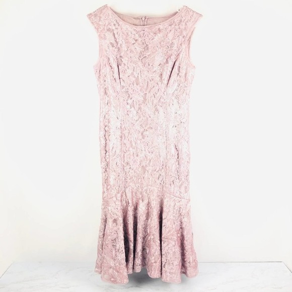 Adrianna Papell Sequin Lace Blush Pink Dress 4 - Picture 1 of 9
